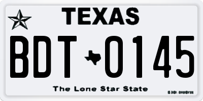 TX license plate BDT0145