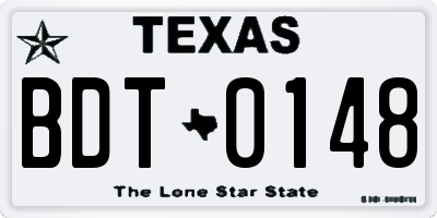 TX license plate BDT0148