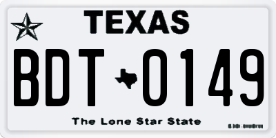 TX license plate BDT0149
