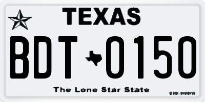 TX license plate BDT0150