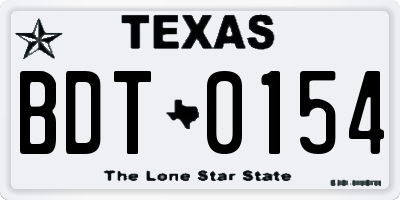 TX license plate BDT0154