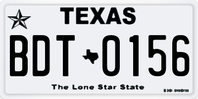 TX license plate BDT0156