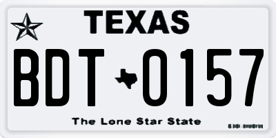 TX license plate BDT0157