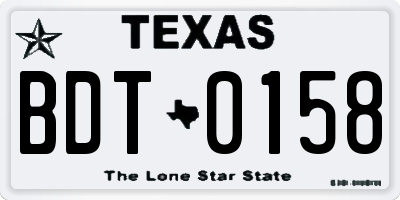 TX license plate BDT0158