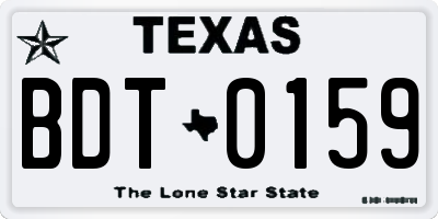 TX license plate BDT0159