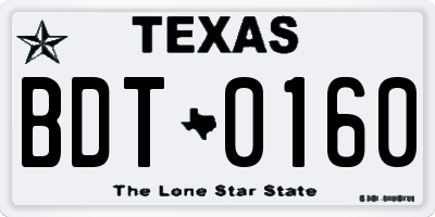 TX license plate BDT0160
