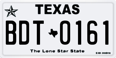 TX license plate BDT0161