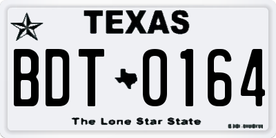 TX license plate BDT0164