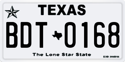 TX license plate BDT0168