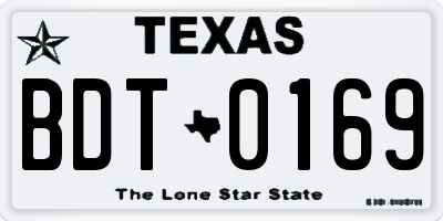 TX license plate BDT0169