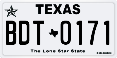 TX license plate BDT0171
