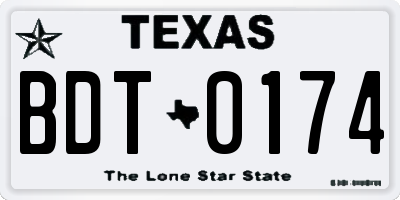 TX license plate BDT0174