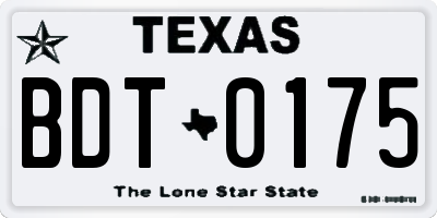 TX license plate BDT0175