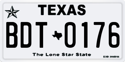 TX license plate BDT0176