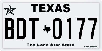 TX license plate BDT0177