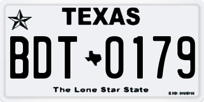 TX license plate BDT0179