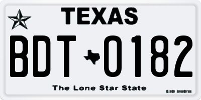 TX license plate BDT0182