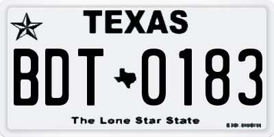 TX license plate BDT0183