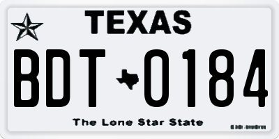 TX license plate BDT0184