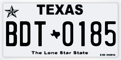TX license plate BDT0185