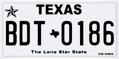 TX license plate BDT0186
