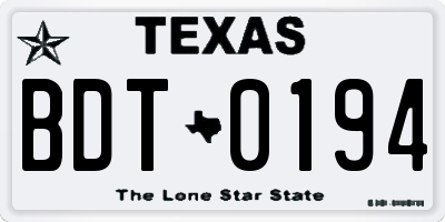 TX license plate BDT0194
