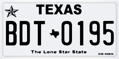 TX license plate BDT0195