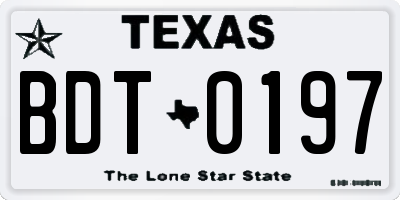 TX license plate BDT0197