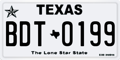 TX license plate BDT0199
