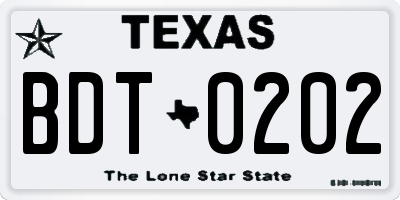 TX license plate BDT0202