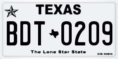 TX license plate BDT0209