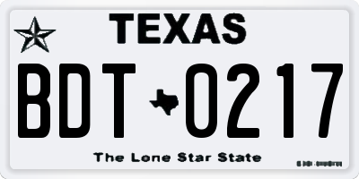TX license plate BDT0217