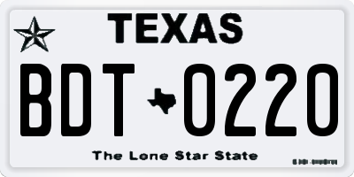 TX license plate BDT0220