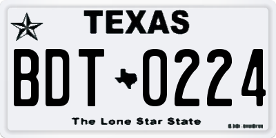 TX license plate BDT0224