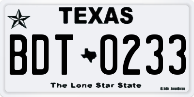 TX license plate BDT0233