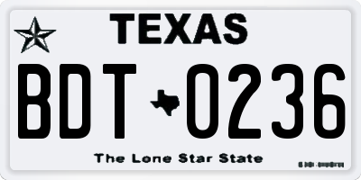 TX license plate BDT0236