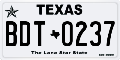 TX license plate BDT0237