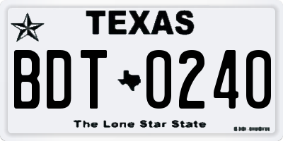 TX license plate BDT0240