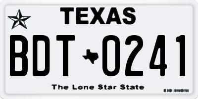 TX license plate BDT0241