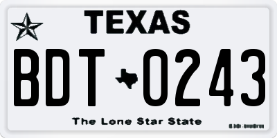 TX license plate BDT0243