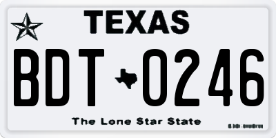 TX license plate BDT0246