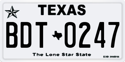 TX license plate BDT0247