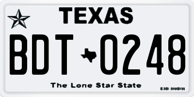 TX license plate BDT0248