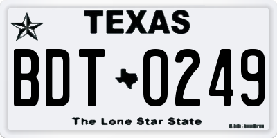 TX license plate BDT0249