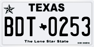 TX license plate BDT0253