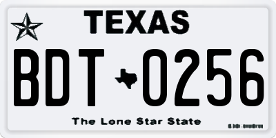 TX license plate BDT0256