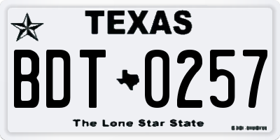 TX license plate BDT0257