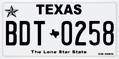 TX license plate BDT0258
