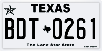 TX license plate BDT0261