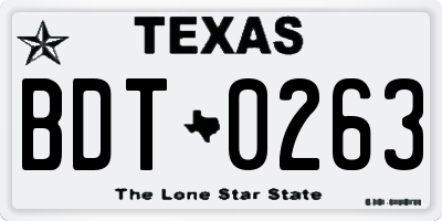 TX license plate BDT0263